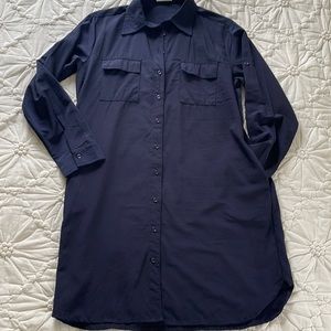 SMX Navy Blue Button Down Long Sleeve Shirt Dress. Size S